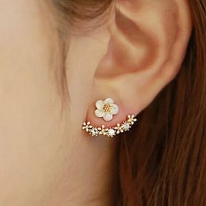 Cute Asian Flower Ear Jackets Earrings